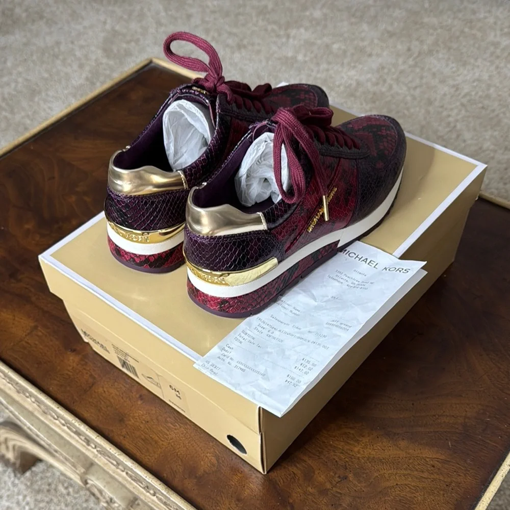 Michael Kors Women's Burgundy Sneakers - Picture 9 of 9